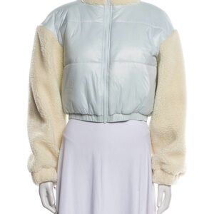 For Love And Lemons Cream and White Puffer Jacket